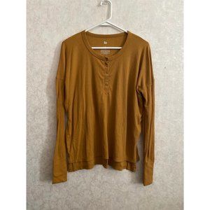 SO women's small long sleeve yellow henley top